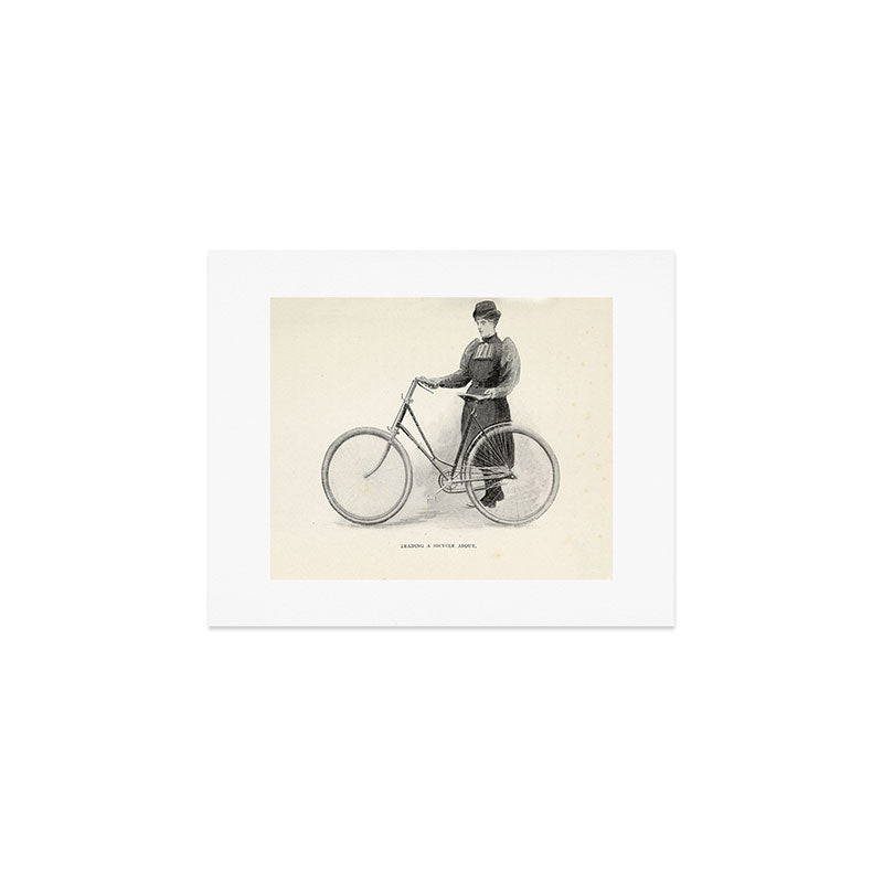 "Leading a Bicycle About" from "Bicycling for Ladies" by Maria E. Ward, 1896 Art Print