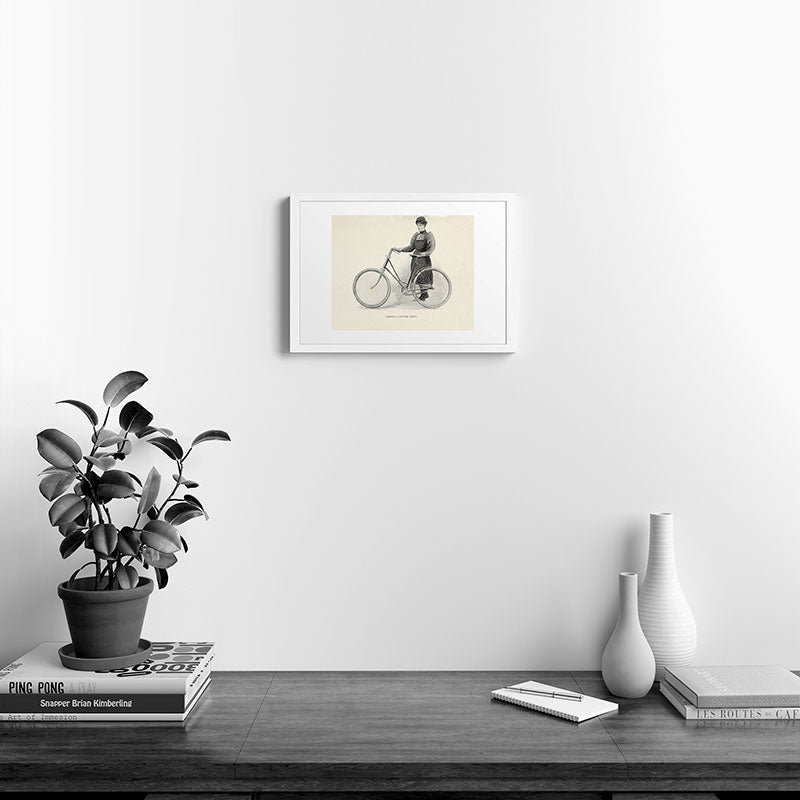 "Leading a Bicycle About" from "Bicycling for Ladies" by Maria E. Ward, 1896 Framed Art Print