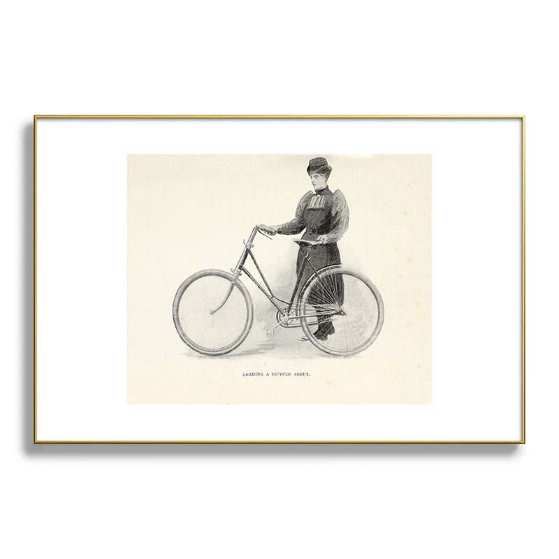 "Leading a Bicycle About" from "Bicycling for Ladies" by Maria E. Ward, 1896 Framed Art Print
