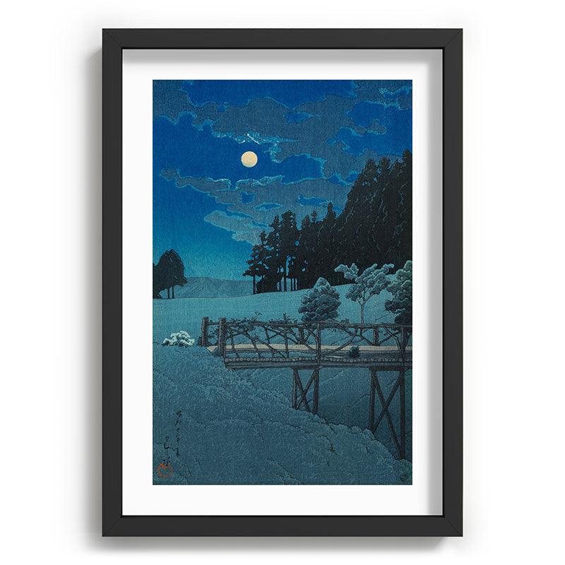 "Moon Over Akebi Bridge" by Hasui Kawase, 1935 Framed Art Print