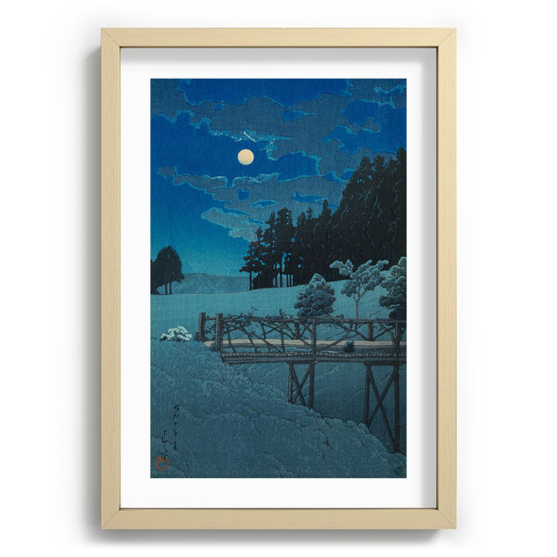 "Moon Over Akebi Bridge" by Hasui Kawase, 1935 Framed Art Print