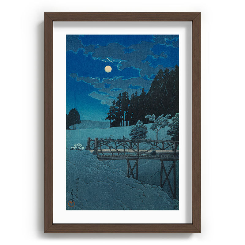 "Moon Over Akebi Bridge" by Hasui Kawase, 1935 Framed Art Print