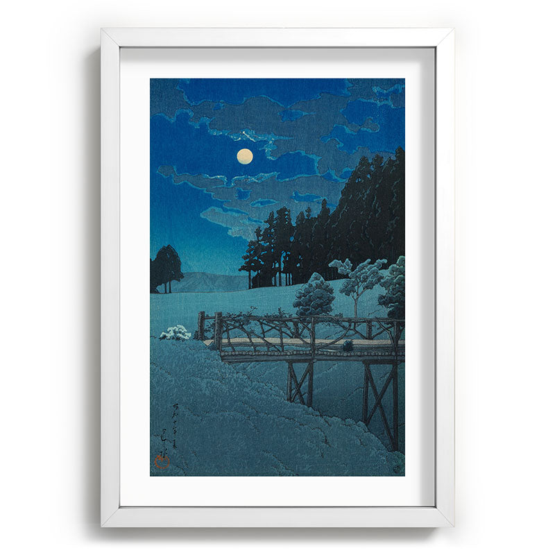 "Moon Over Akebi Bridge" by Hasui Kawase, 1935 Framed Art Print