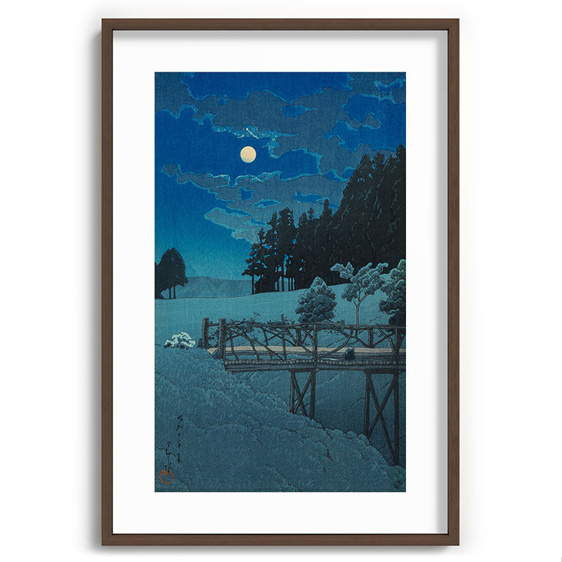 "Moon Over Akebi Bridge" by Hasui Kawase, 1935 Framed Art Print