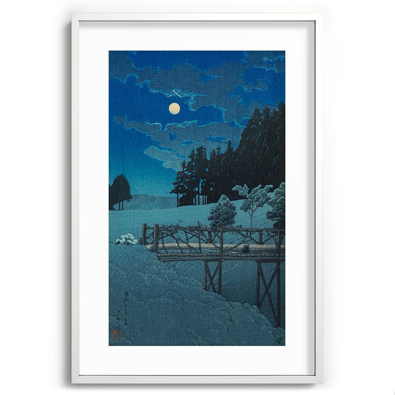"Moon Over Akebi Bridge" by Hasui Kawase, 1935 Framed Art Print