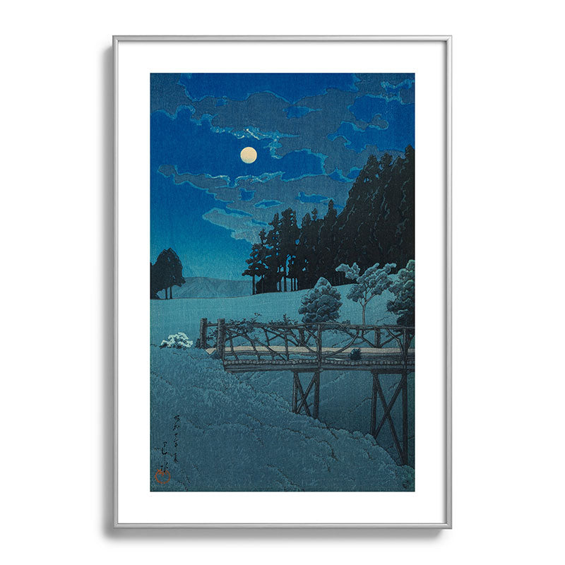 "Moon Over Akebi Bridge" by Hasui Kawase, 1935 Framed Art Print