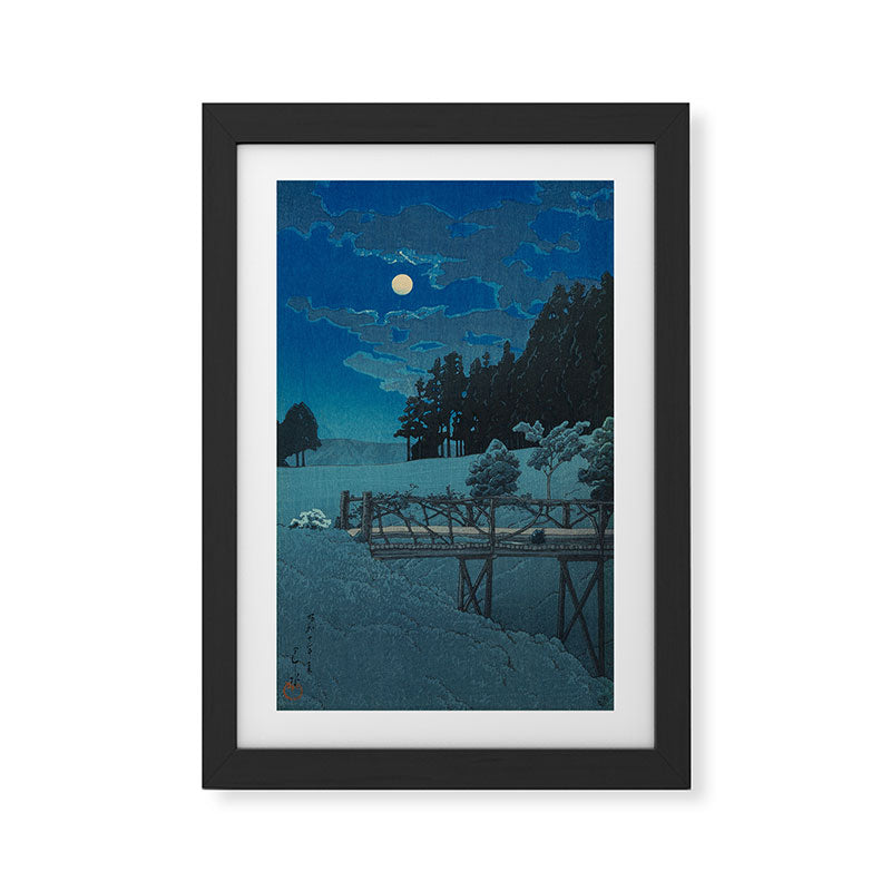 "Moon Over Akebi Bridge" by Hasui Kawase, 1935 Framed Art Print