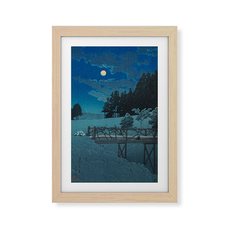 "Moon Over Akebi Bridge" by Hasui Kawase, 1935 Framed Art Print
