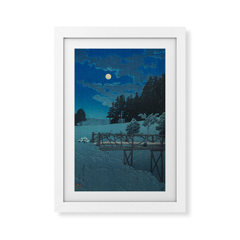 "Moon Over Akebi Bridge" by Hasui Kawase, 1935 Framed Art Print