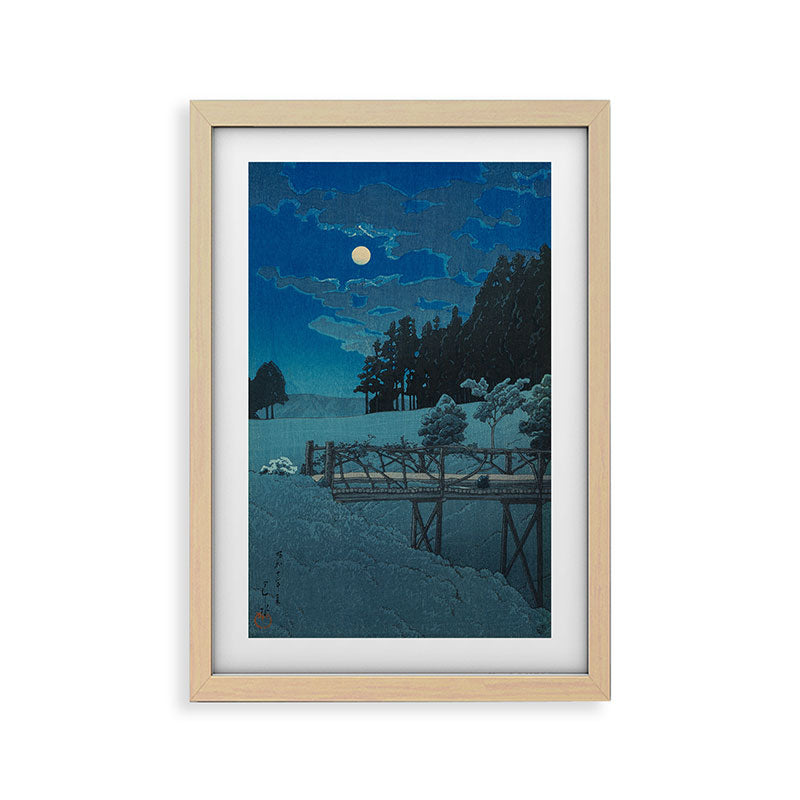 "Moon Over Akebi Bridge" by Hasui Kawase, 1935 Framed Art Print