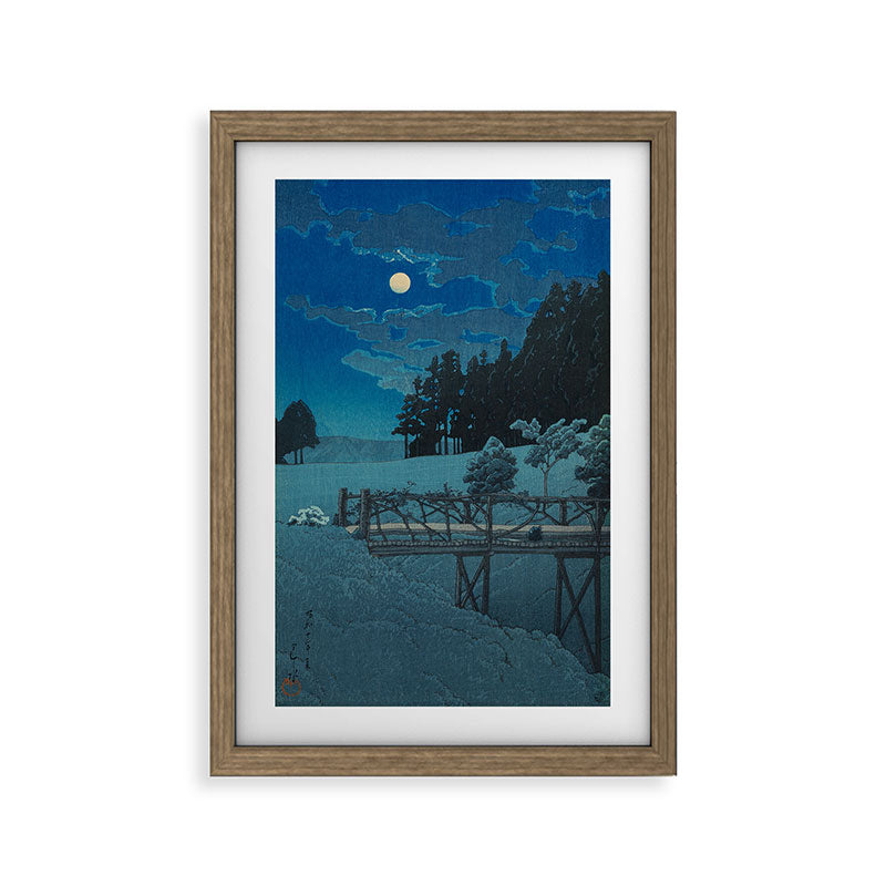 "Moon Over Akebi Bridge" by Hasui Kawase, 1935 Framed Art Print