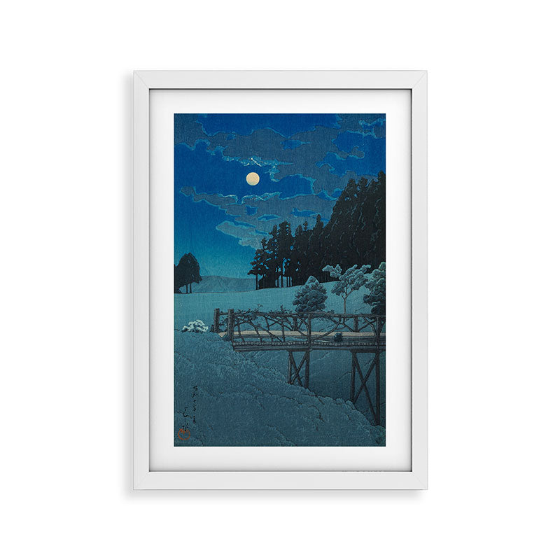 "Moon Over Akebi Bridge" by Hasui Kawase, 1935 Framed Art Print
