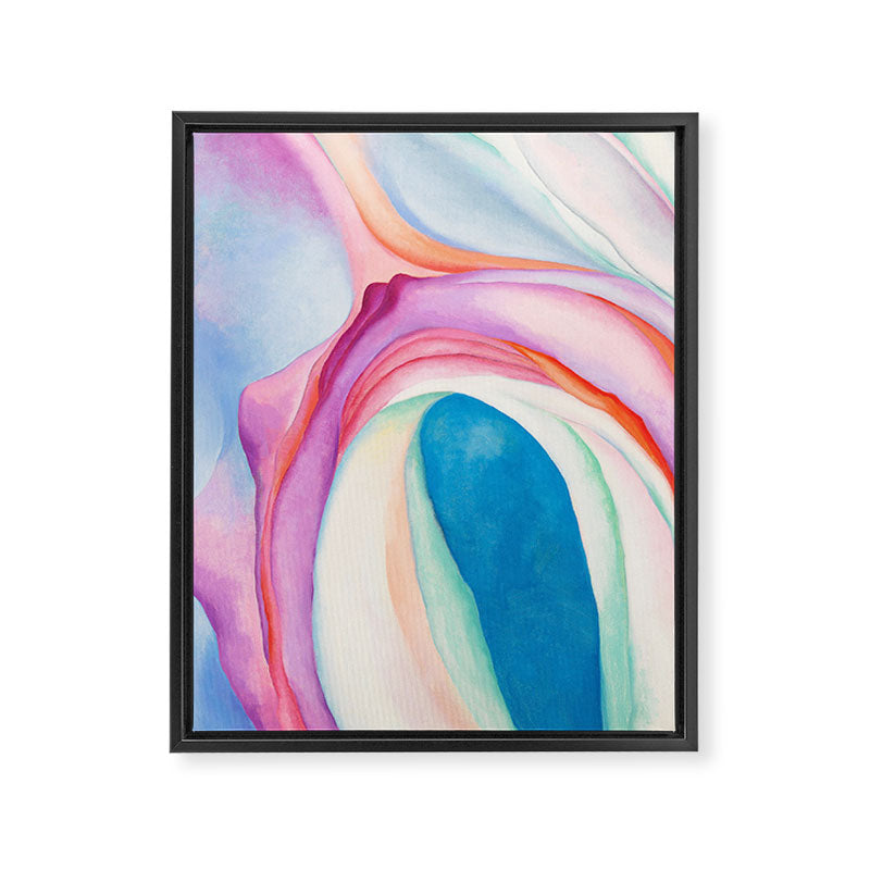 "Music, Pink and Blue No. 2" by Georgia O'Keeffe, 1918 Framed Canvas Print