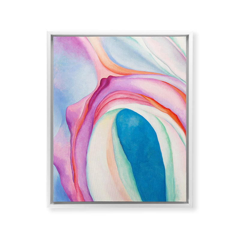 "Music, Pink and Blue No. 2" by Georgia O'Keeffe, 1918 Framed Canvas Print