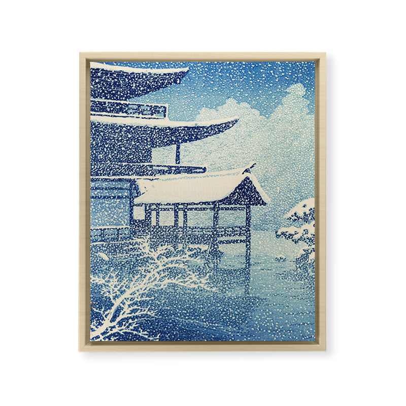 "Snow on Lake" by Hasui Kawase, 1922 Framed Canvas Print