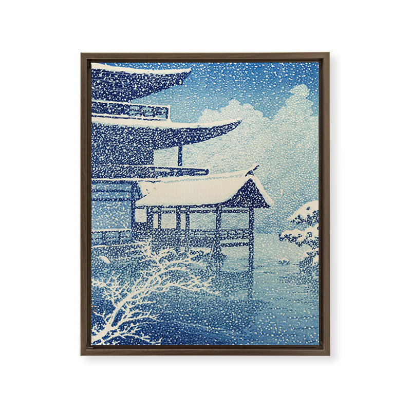 "Snow on Lake" by Hasui Kawase, 1922 Framed Canvas Print