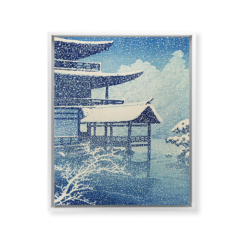 "Snow on Lake" by Hasui Kawase, 1922 Framed Canvas Print