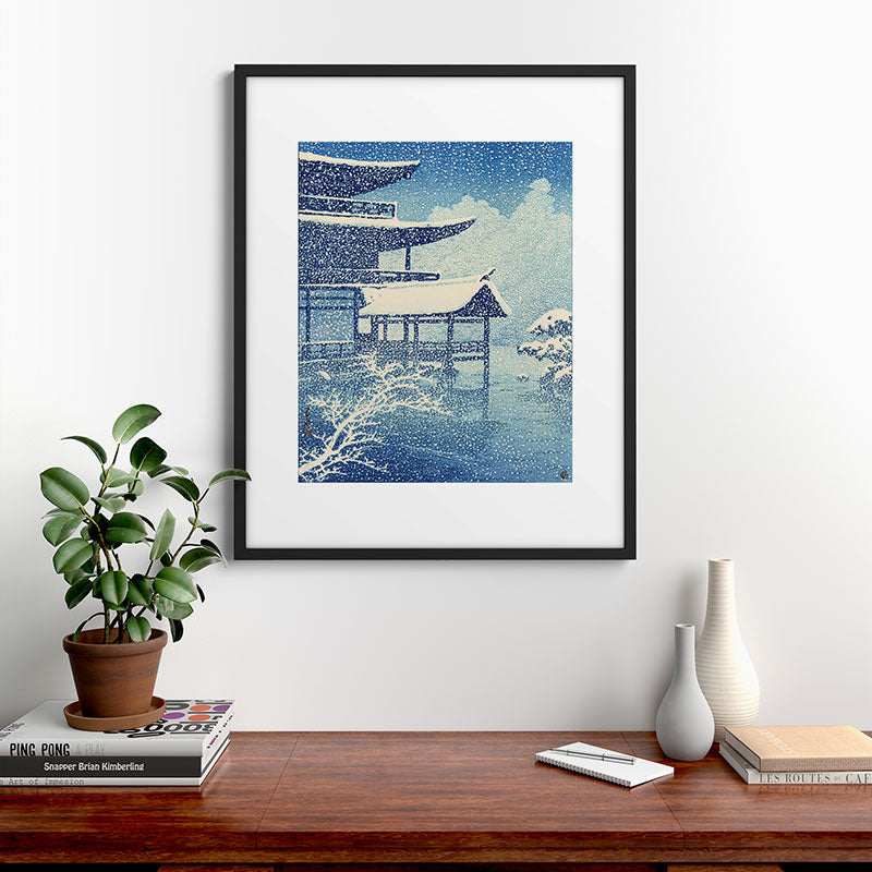 "Snow on Lake" by Hasui Kawase, 1922 Framed Art Print