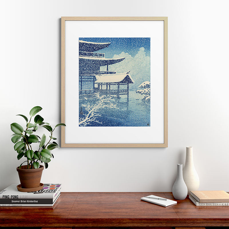 "Snow on Lake" by Hasui Kawase, 1922 Framed Art Print