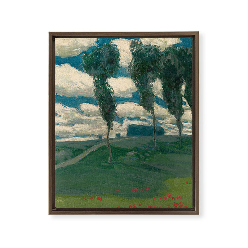 "Spring Landscape with Poplar Trees" by Alois Kalvoda, circa 1914-1920 Framed Canvas Print