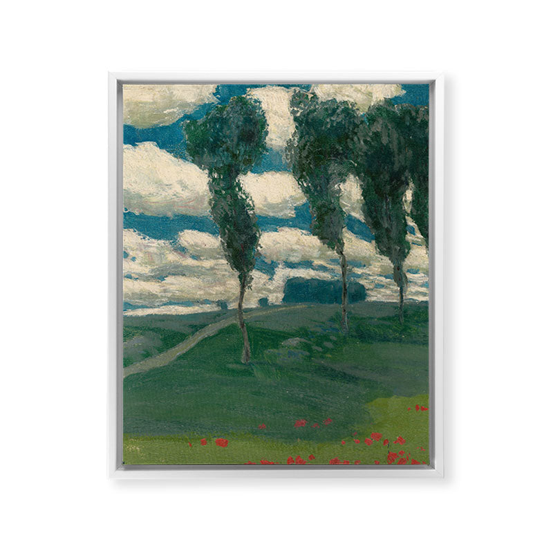 "Spring Landscape with Poplar Trees" by Alois Kalvoda, circa 1914-1920 Framed Canvas Print