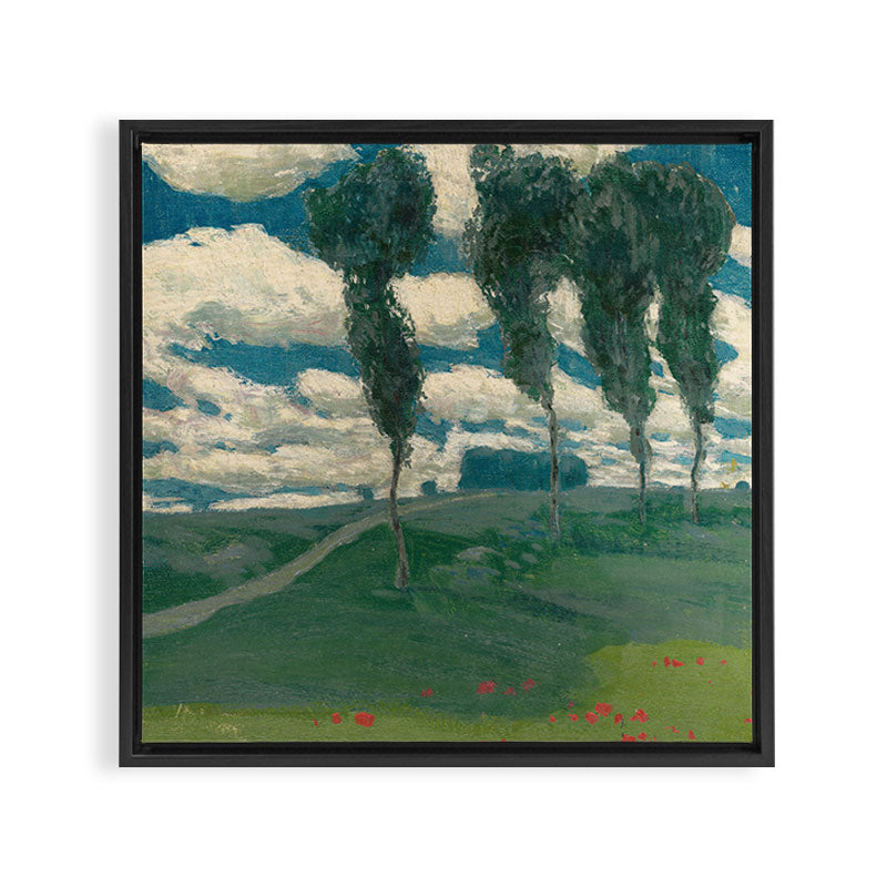 "Spring Landscape with Poplar Trees" by Alois Kalvoda, circa 1914-1920 Framed Canvas Print