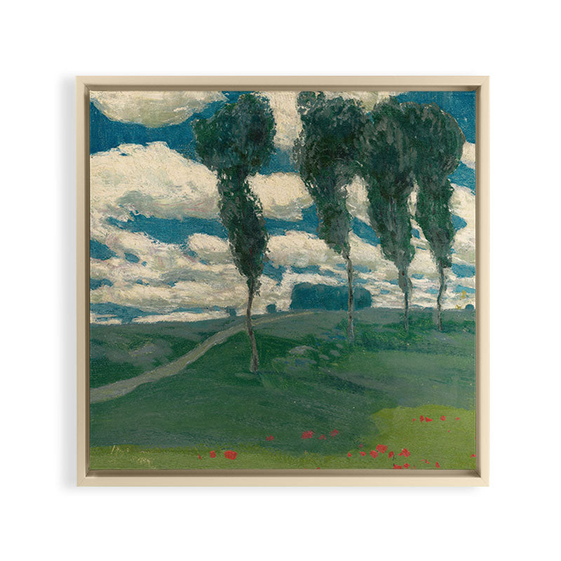 "Spring Landscape with Poplar Trees" by Alois Kalvoda, circa 1914-1920 Framed Canvas Print