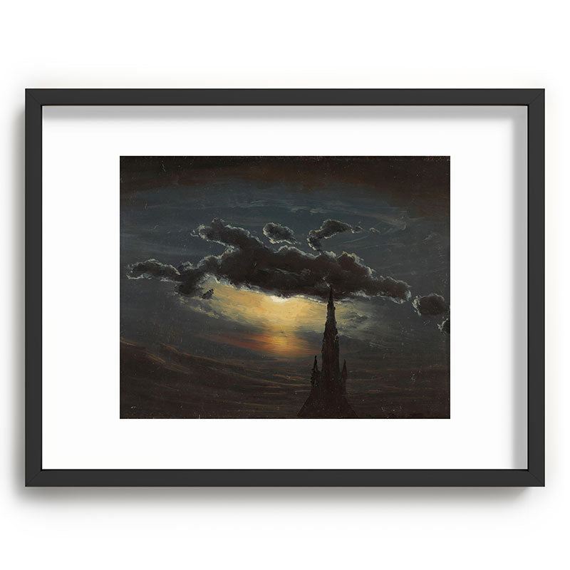 "Study of Clouds in Moonlight" by Knud Baade, 1848 Framed Art Print