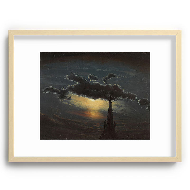 "Study of Clouds in Moonlight" by Knud Baade, 1848 Framed Art Print