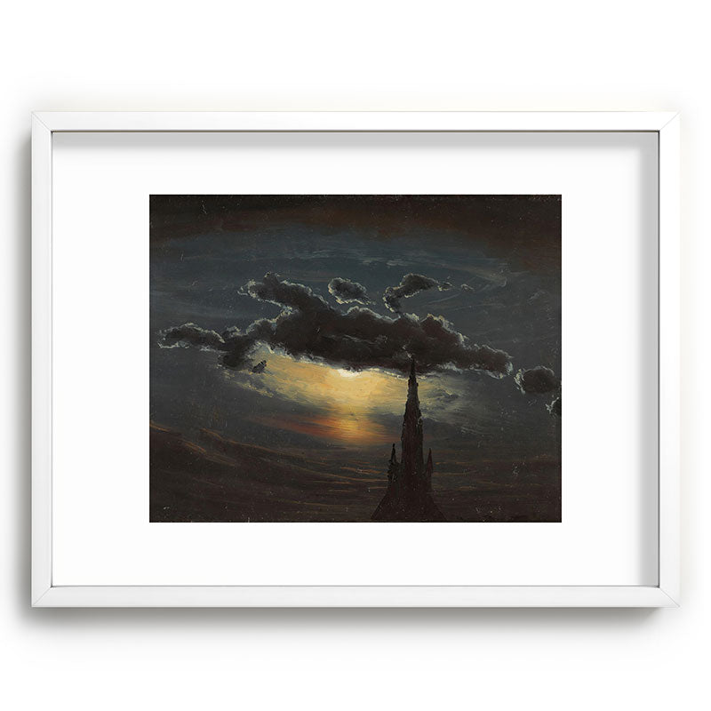 "Study of Clouds in Moonlight" by Knud Baade, 1848 Framed Art Print