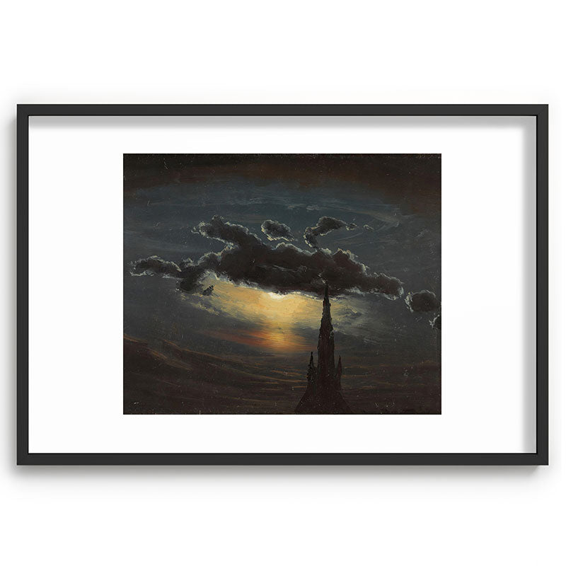 "Study of Clouds in Moonlight" by Knud Baade, 1848 Framed Art Print