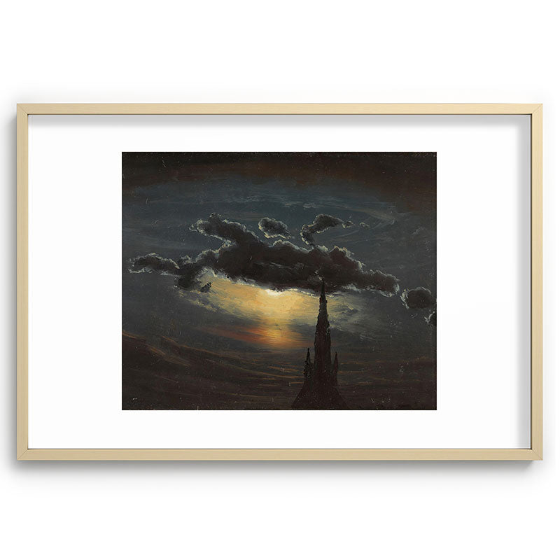 "Study of Clouds in Moonlight" by Knud Baade, 1848 Framed Art Print