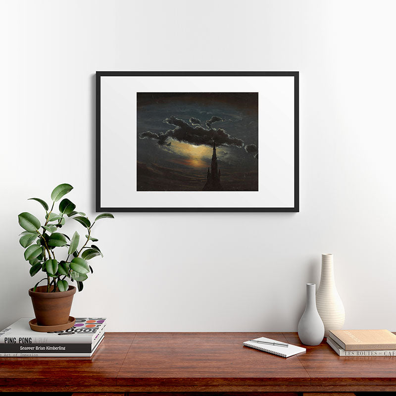 "Study of Clouds in Moonlight" by Knud Baade, 1848 Framed Art Print