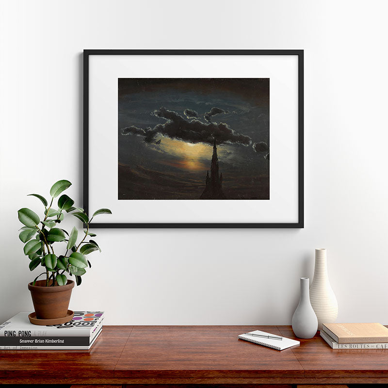 "Study of Clouds in Moonlight" by Knud Baade, 1848 Framed Art Print