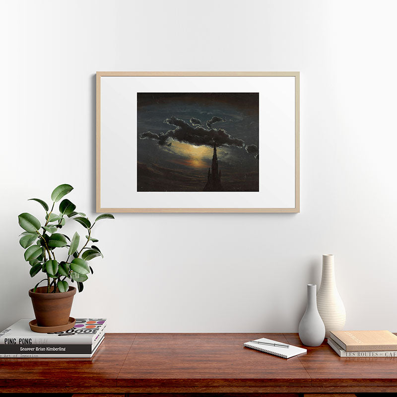 "Study of Clouds in Moonlight" by Knud Baade, 1848 Framed Art Print