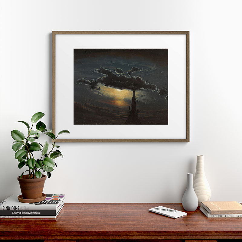 "Study of Clouds in Moonlight" by Knud Baade, 1848 Framed Art Print