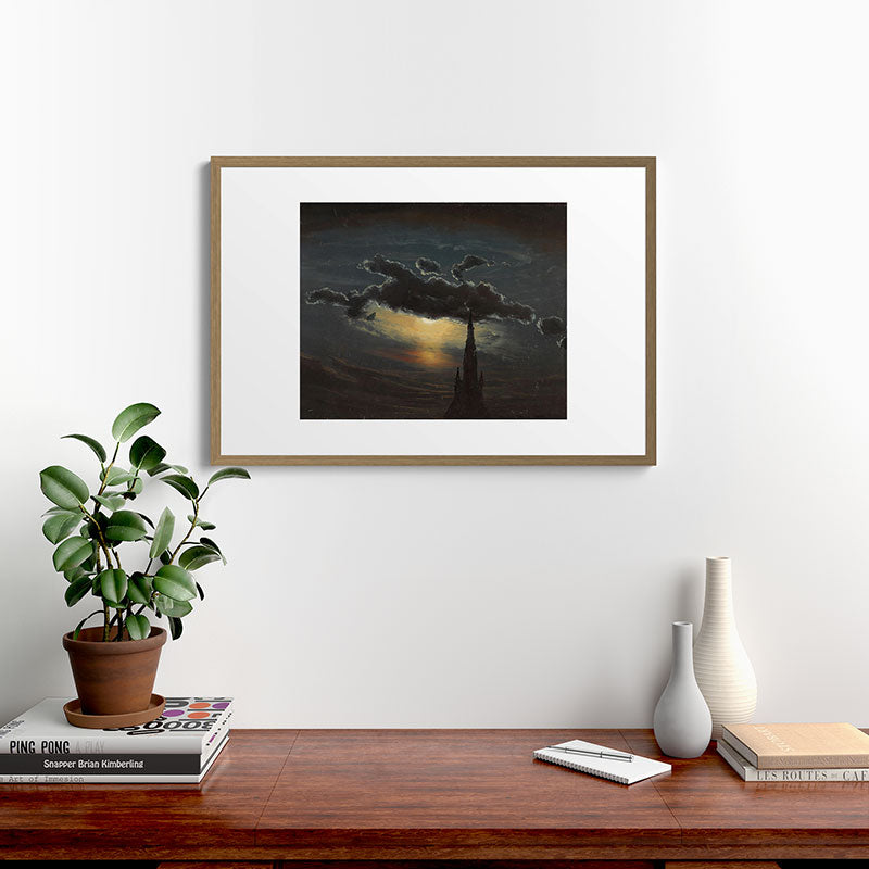 "Study of Clouds in Moonlight" by Knud Baade, 1848 Framed Art Print