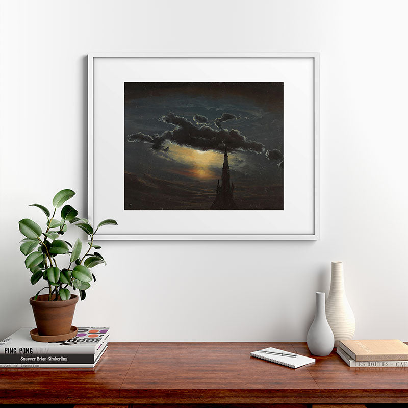 "Study of Clouds in Moonlight" by Knud Baade, 1848 Framed Art Print