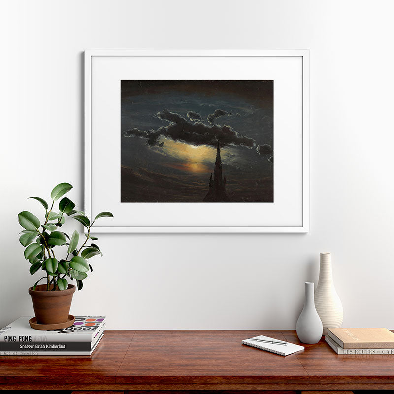 "Study of Clouds in Moonlight" by Knud Baade, 1848 Framed Art Print