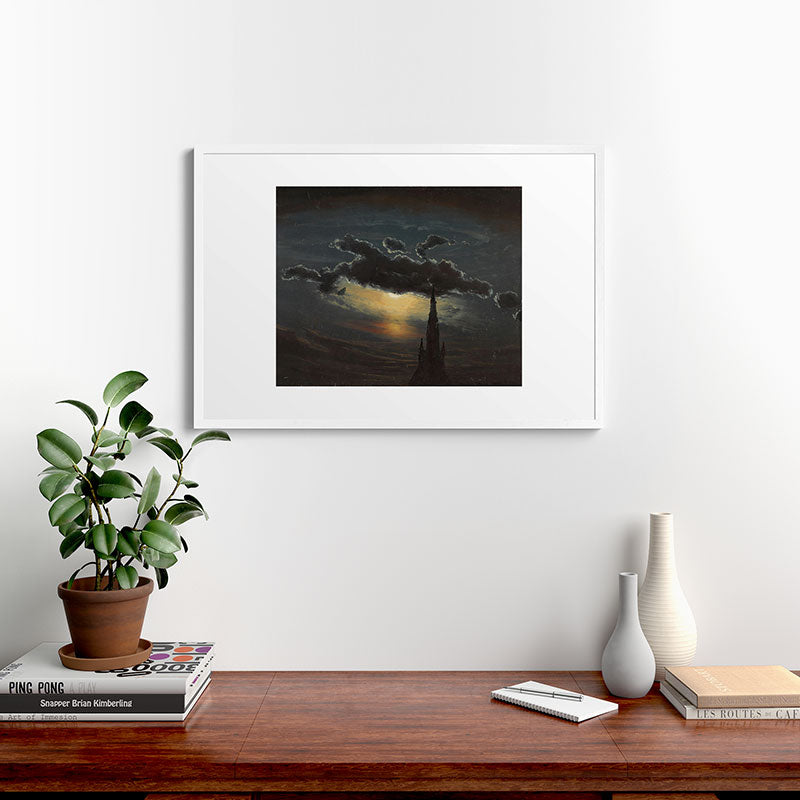 "Study of Clouds in Moonlight" by Knud Baade, 1848 Framed Art Print