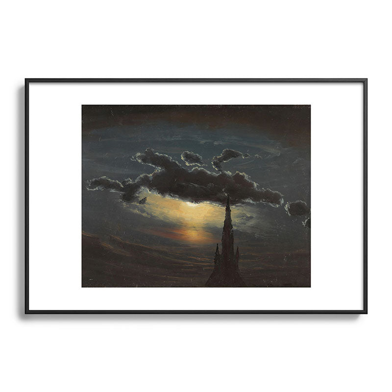 "Study of Clouds in Moonlight" by Knud Baade, 1848 Framed Art Print