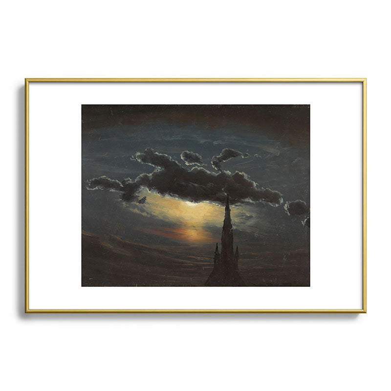 "Study of Clouds in Moonlight" by Knud Baade, 1848 Framed Art Print