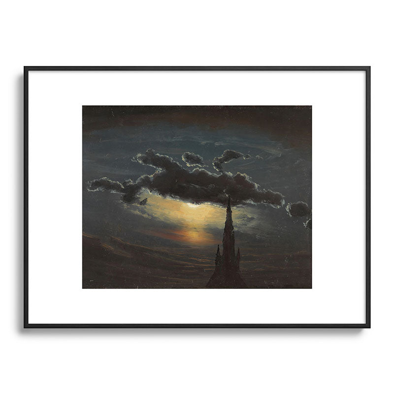 "Study of Clouds in Moonlight" by Knud Baade, 1848 Framed Art Print