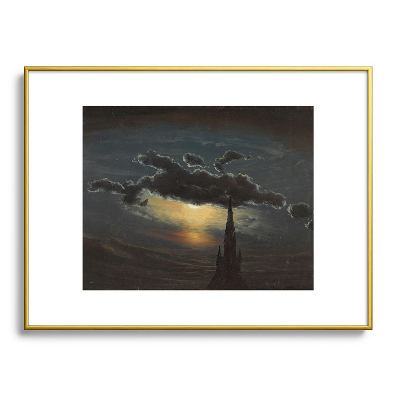 "Study of Clouds in Moonlight" by Knud Baade, 1848 Framed Art Print