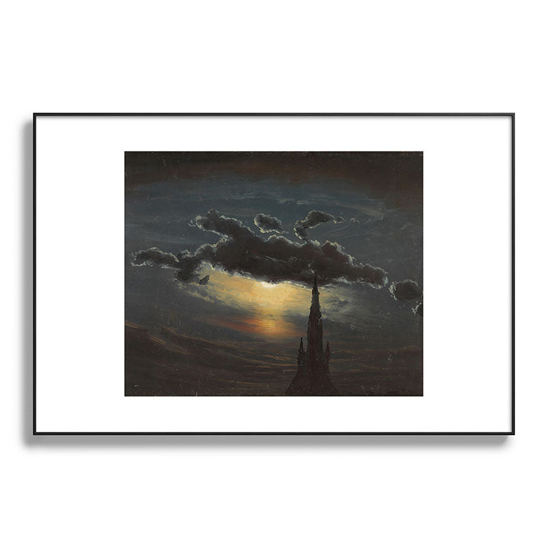 "Study of Clouds in Moonlight" by Knud Baade, 1848 Framed Art Print