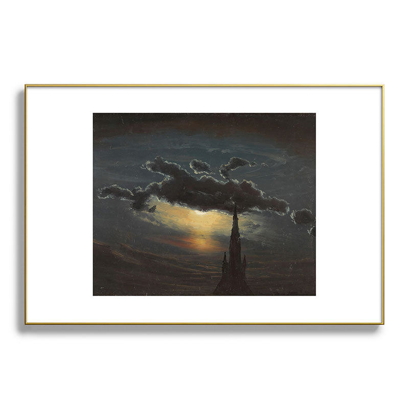 "Study of Clouds in Moonlight" by Knud Baade, 1848 Framed Art Print