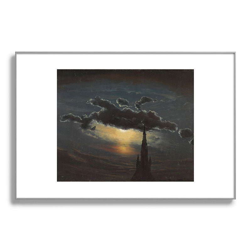 "Study of Clouds in Moonlight" by Knud Baade, 1848 Framed Art Print