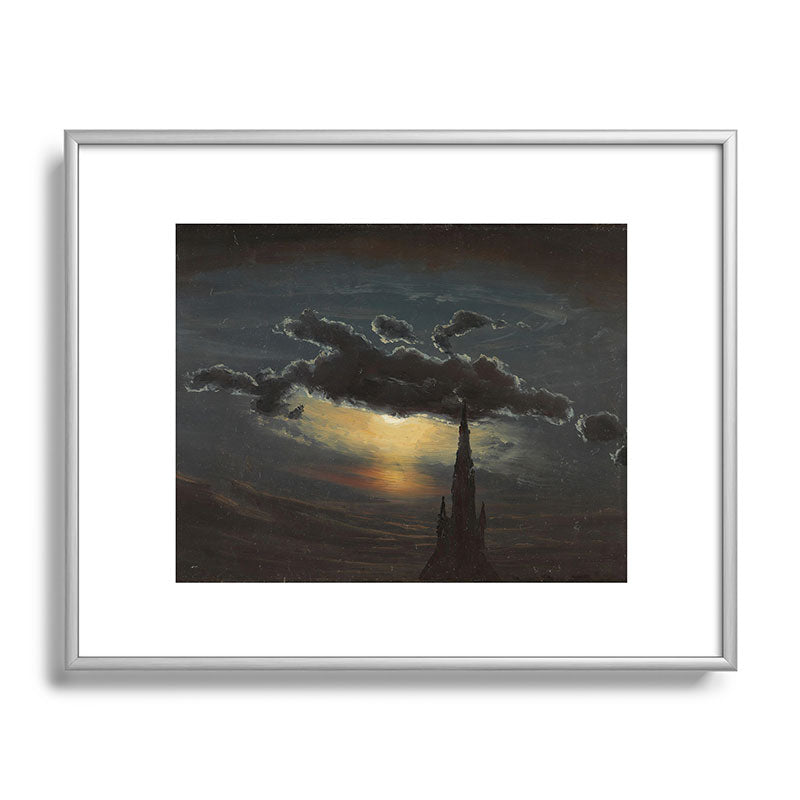 "Study of Clouds in Moonlight" by Knud Baade, 1848 Framed Art Print