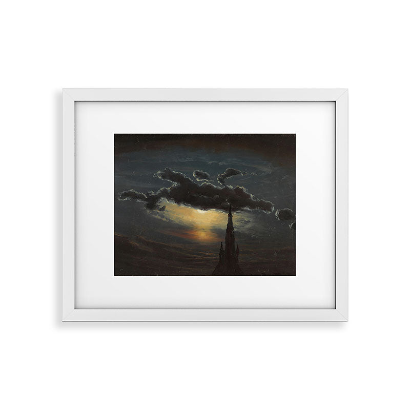 "Study of Clouds in Moonlight" by Knud Baade, 1848 Framed Art Print