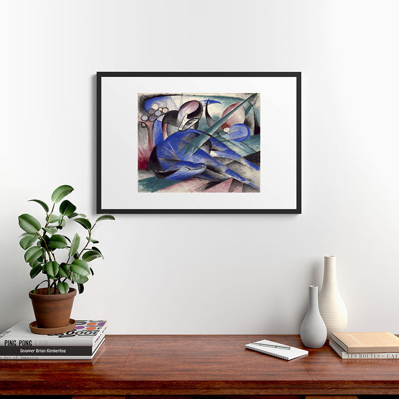 "The Dreaming Horses" by Franz Marc, 1913 Framed Art Print